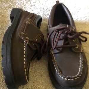 Shoes boys new size 1M man made materials brown laces George-